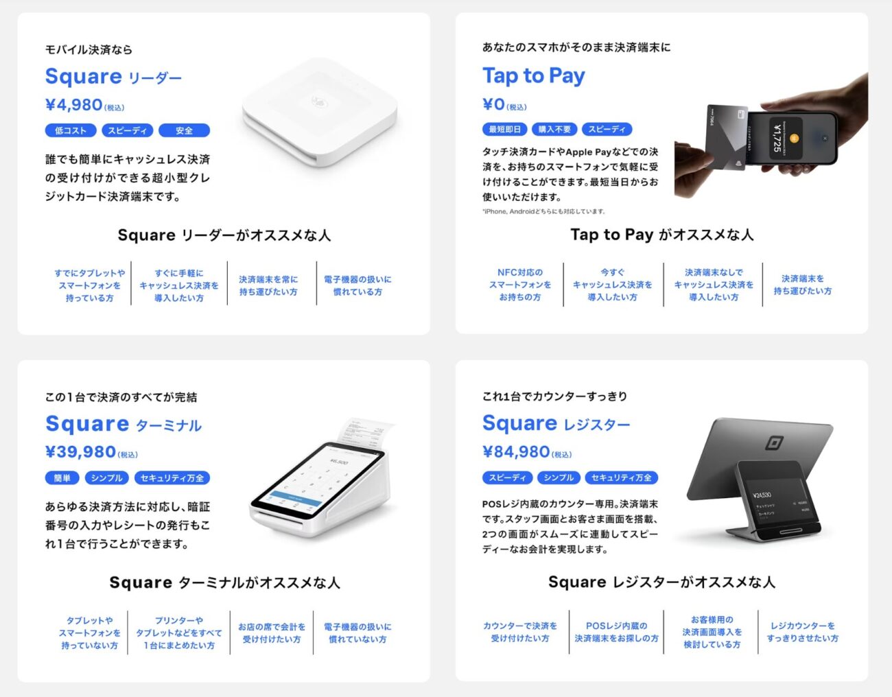 Squareの決済端末の例
