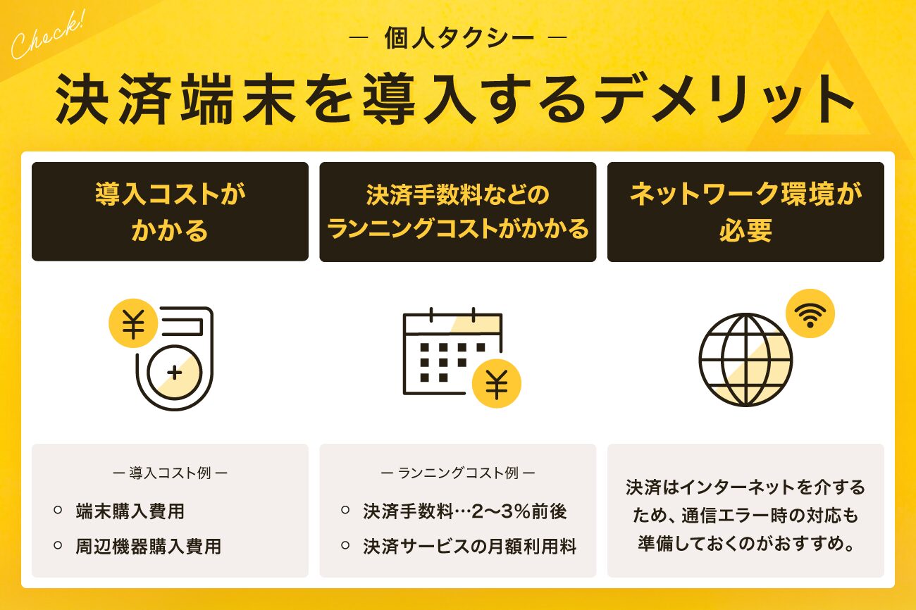 個人タクシーで決済端末を導入するデメリット