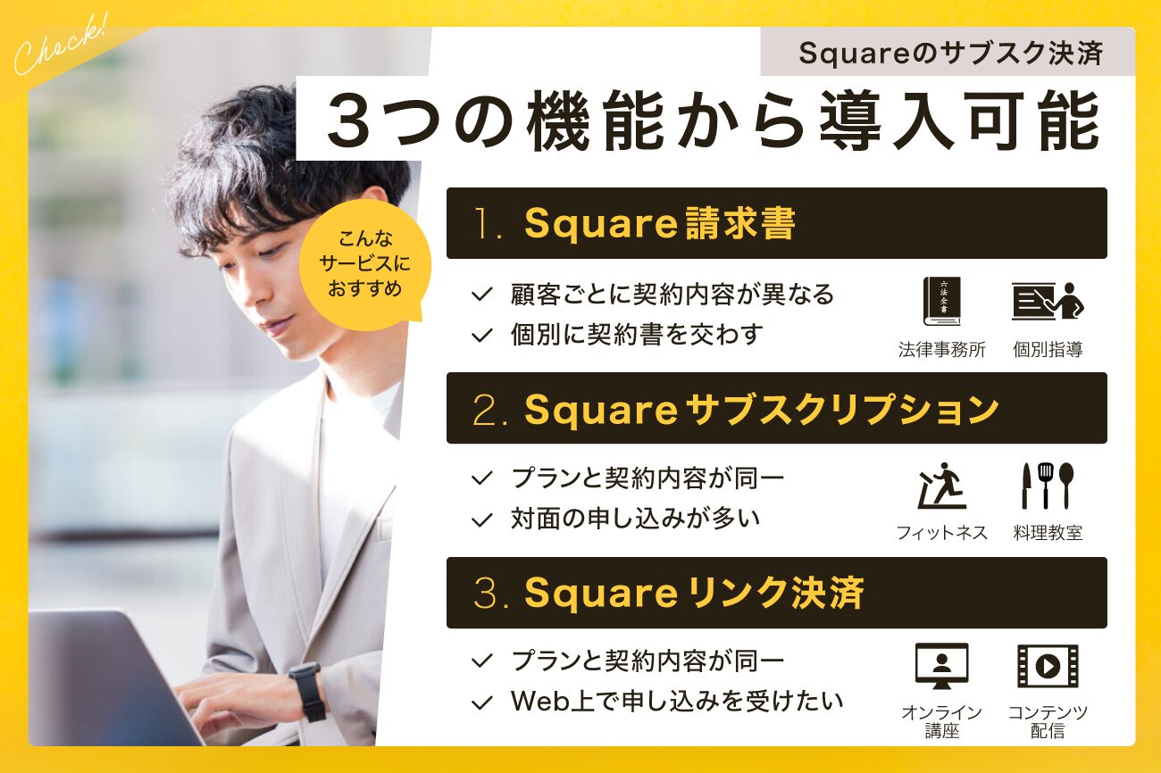 Square(スクエア)のサブスク決済は3つの機能から導入可能