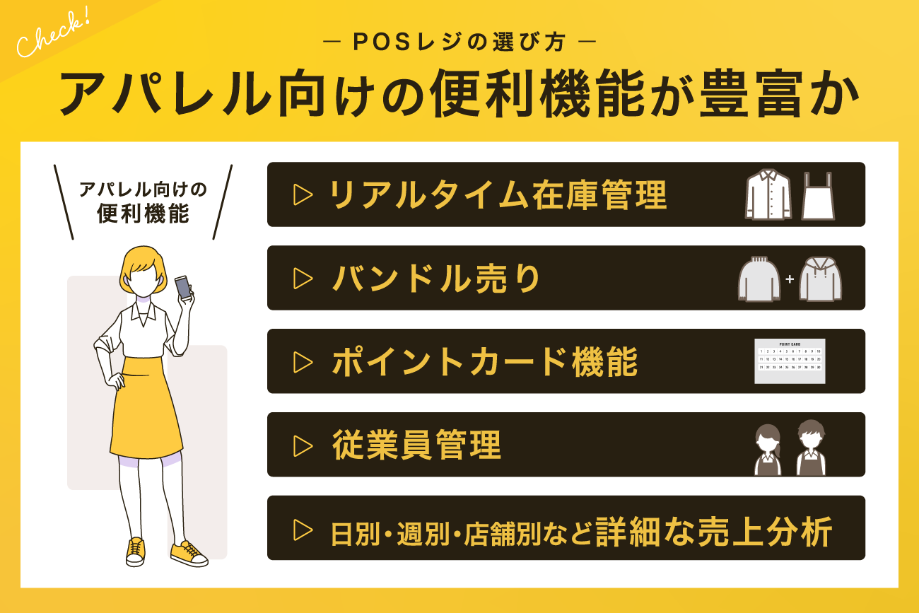 1. アパレル向けの便利機能が豊富か