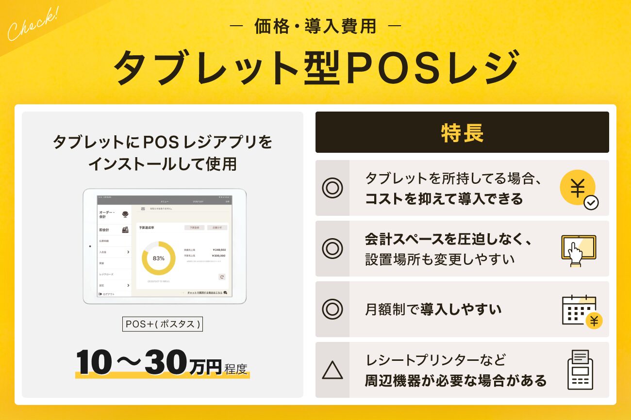 タブレット型POSレジの価格・導入費用