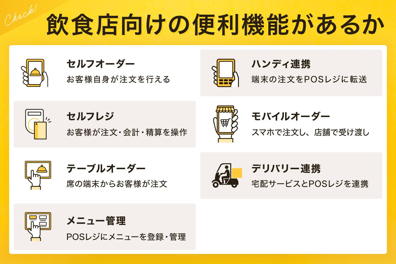 1. 飲食店向けの便利機能があるか
