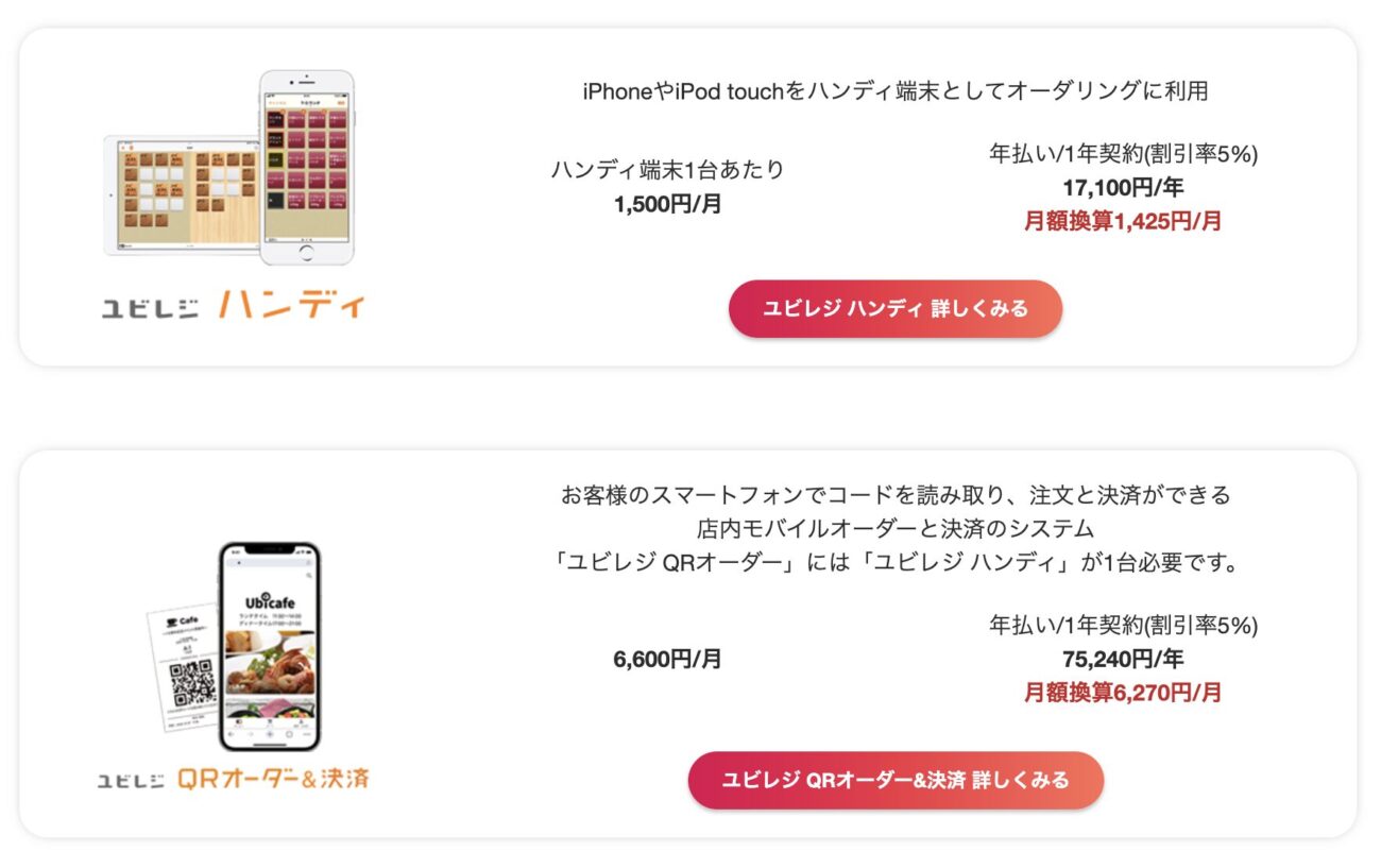 ユビレジのオプション例
