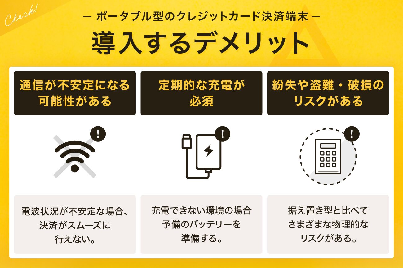ポータブル型のクレジットカード決済端末を導入するデメリット