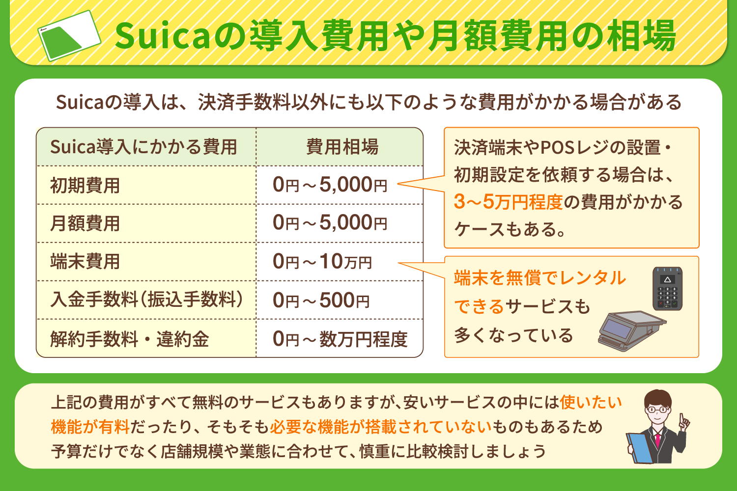 Suicaの導入費用や月額費用の相場