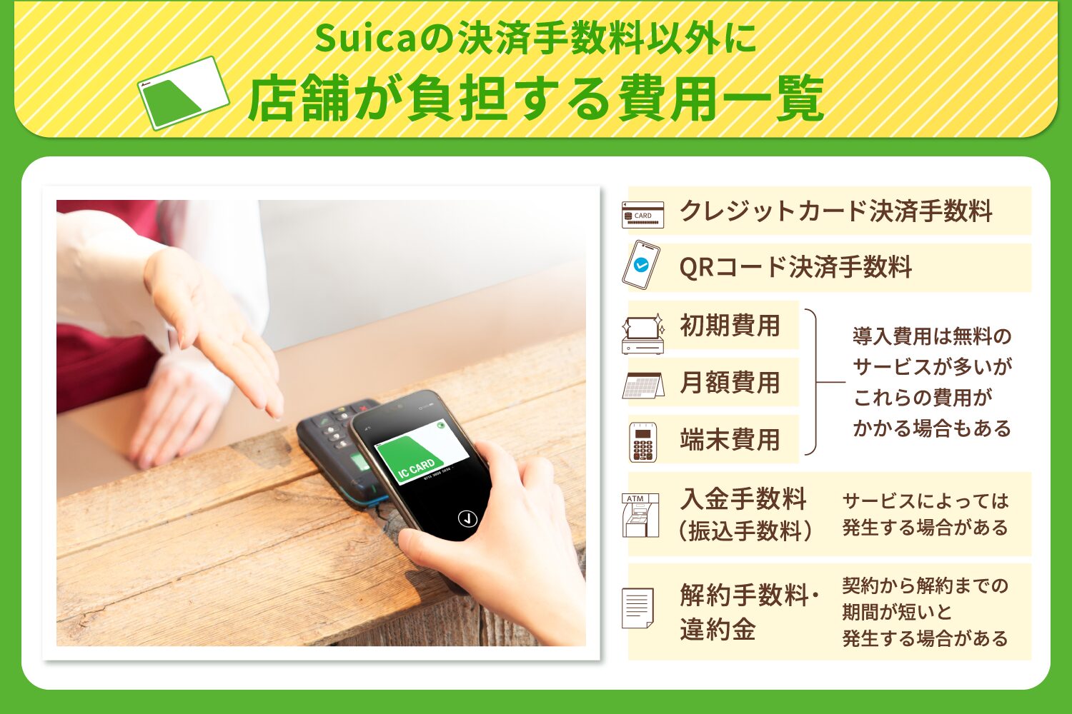 Suicaの決済手数料以外に店舗が負担する費用一覧