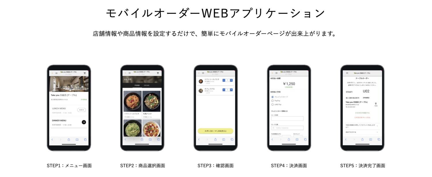 CASHIERのモバイルオーダーWEBアプリケーション