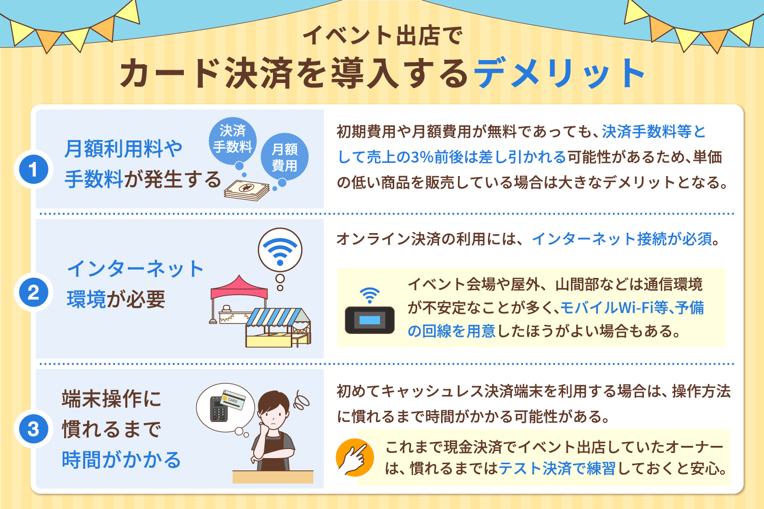 イベント出店でカード決済を導入するデメリット