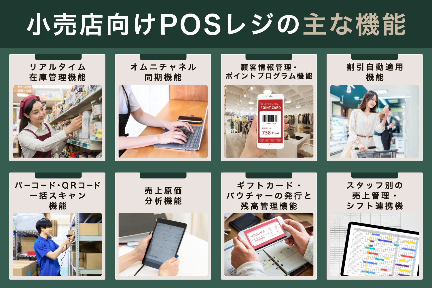 小売店向けPOSレジの主な機能