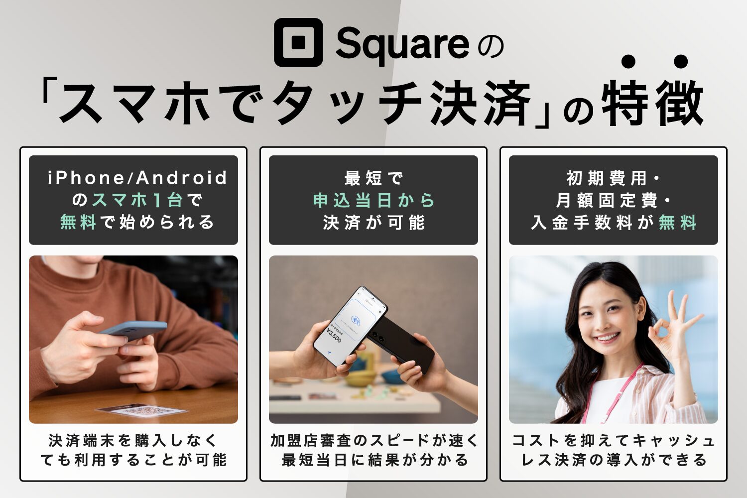 Square(スクエア)の「スマホでタッチ決済」の特徴