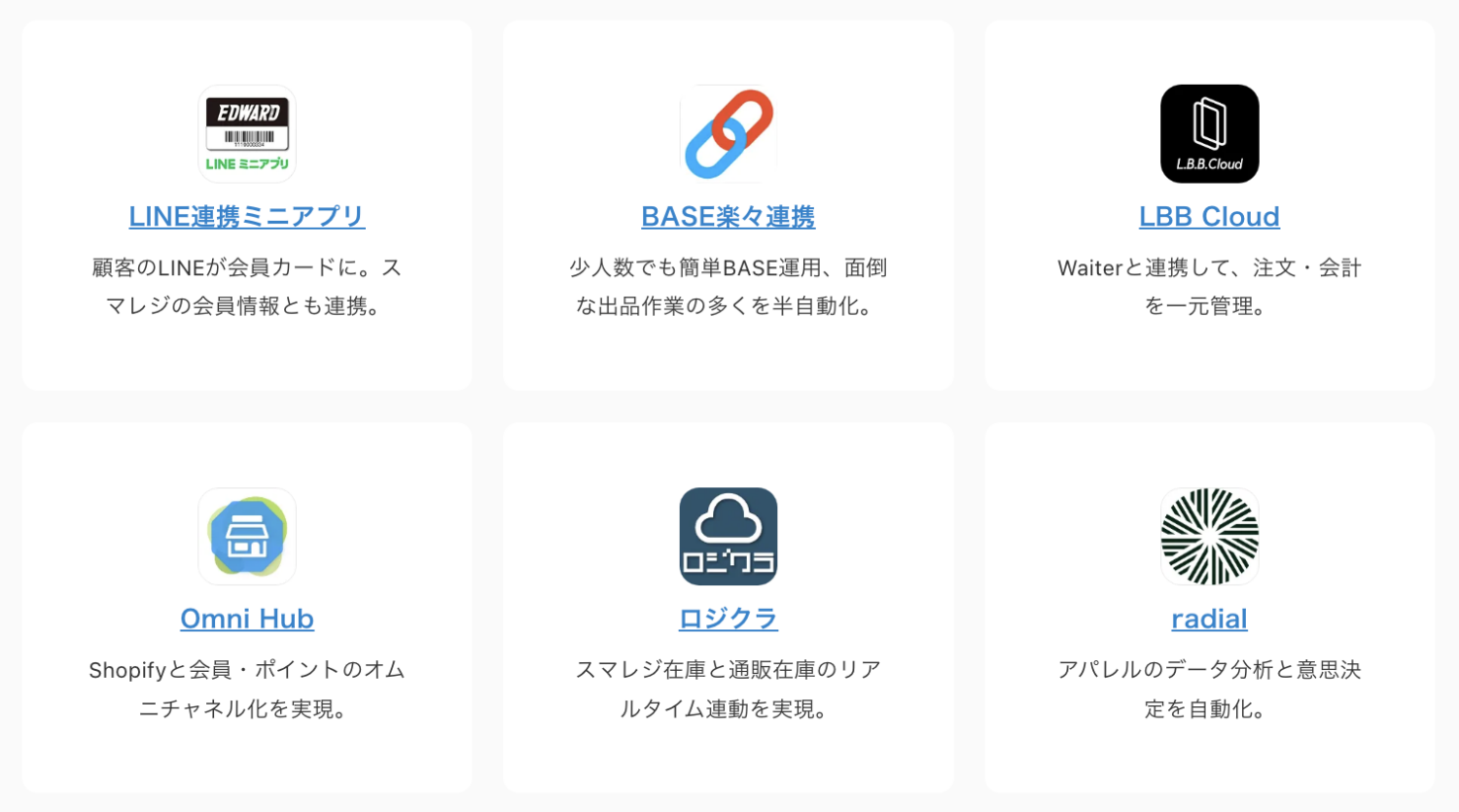 スマレジもShopify連携やBASE連携など、アプリマーケットから連携可能