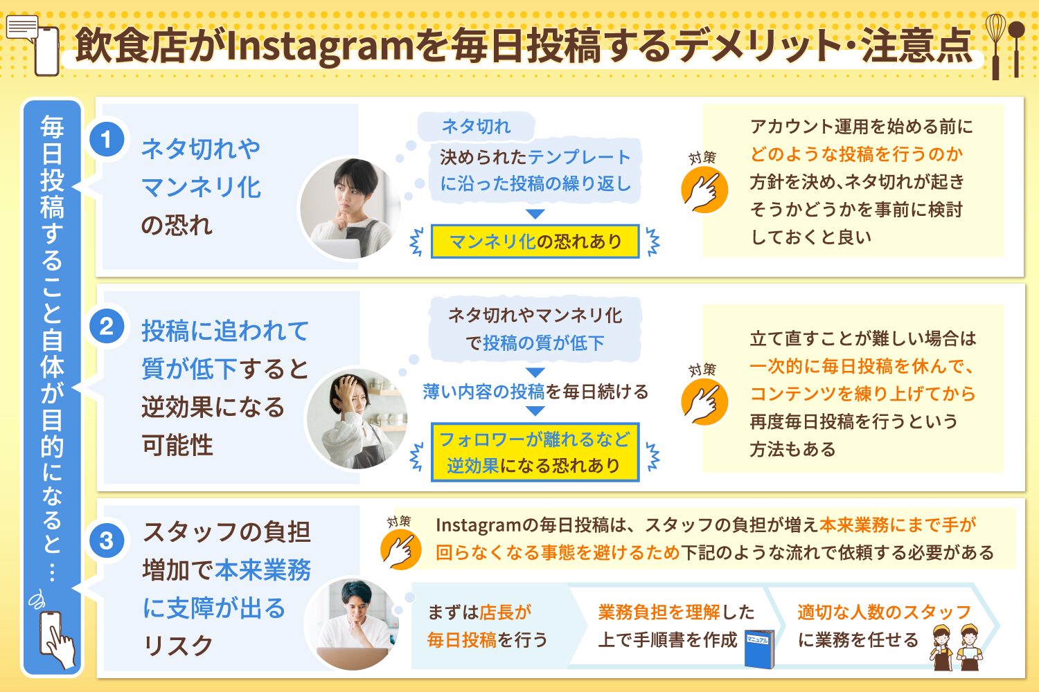 飲食店がInstagramを毎日投稿するデメリット・注意点