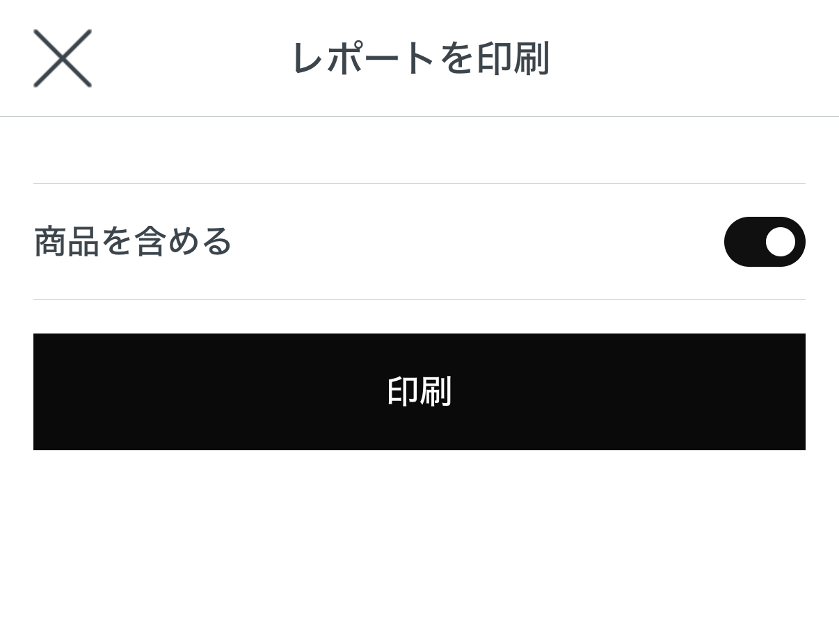 Square POSレジの「その他」、「レポート」、「売上」から取引履歴を確認できるので、この画面で「印刷」をタップしても印刷可能