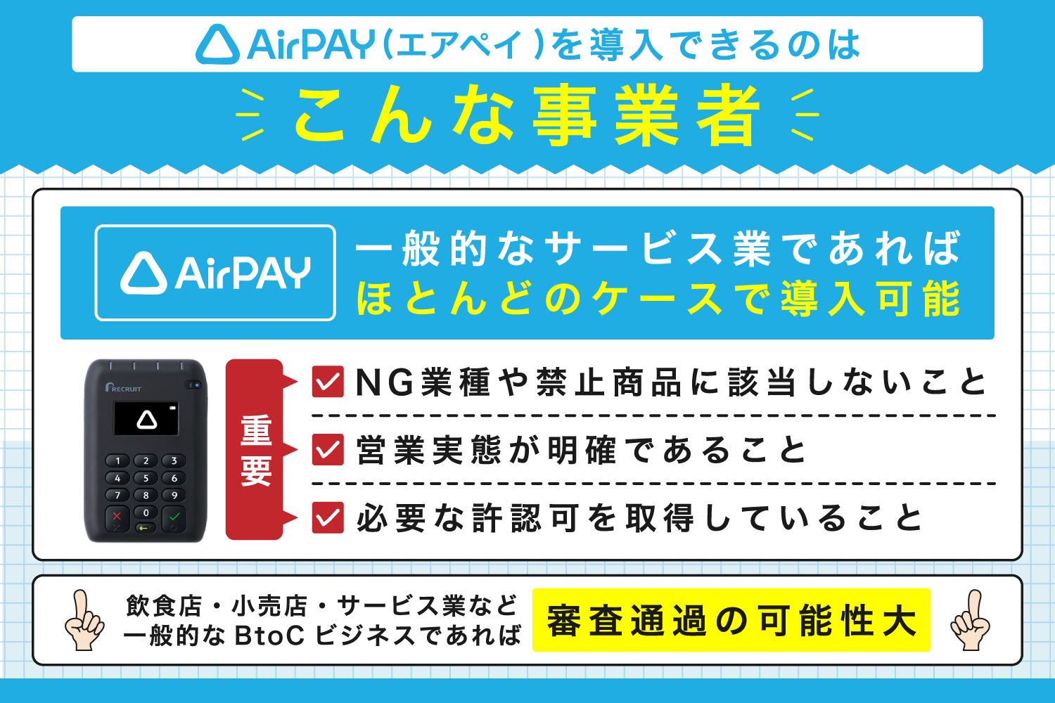 Airペイ(エアペイ)を導入できるのはこんな事業者