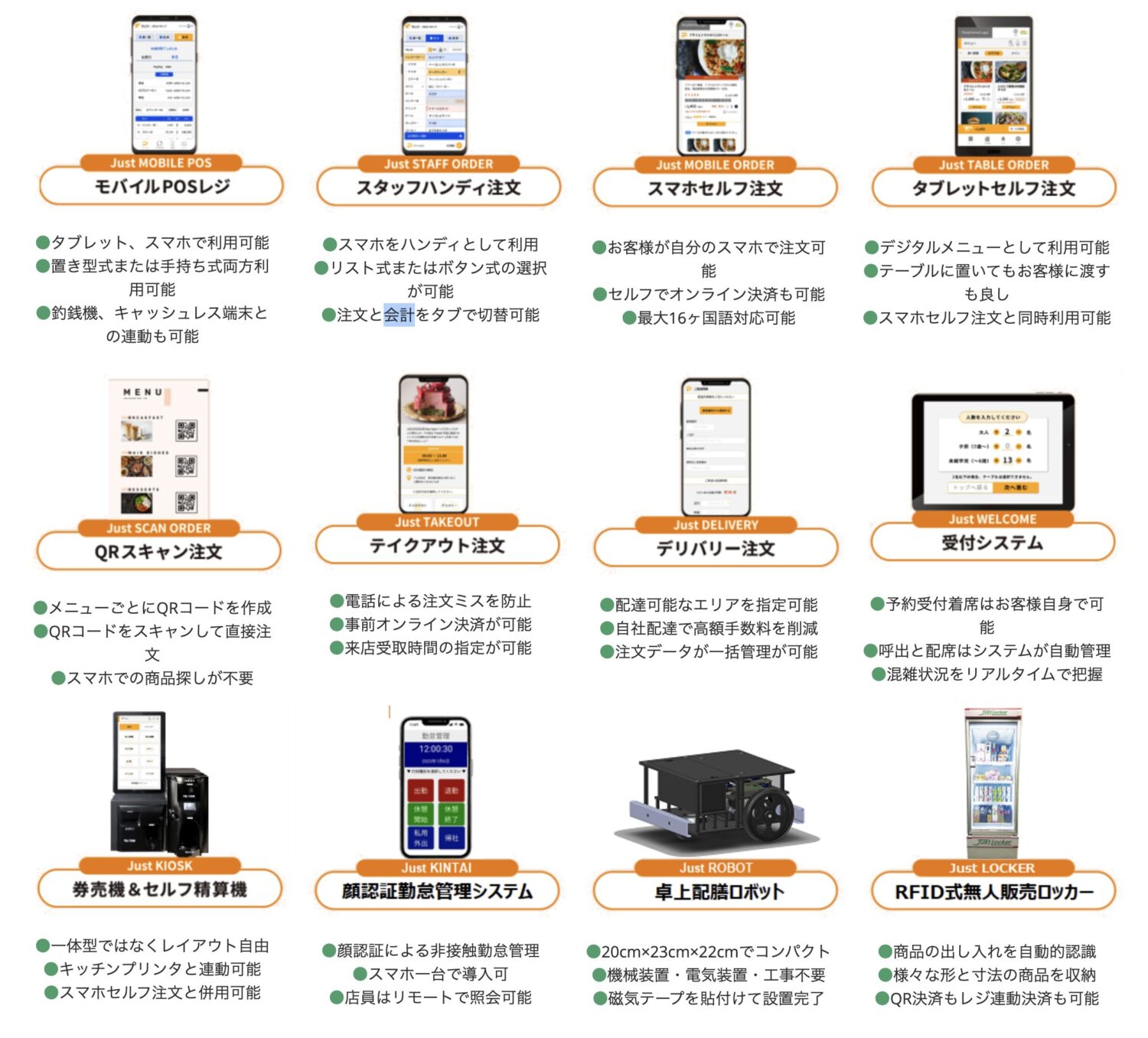 JustOrderの豊富な連携サービス