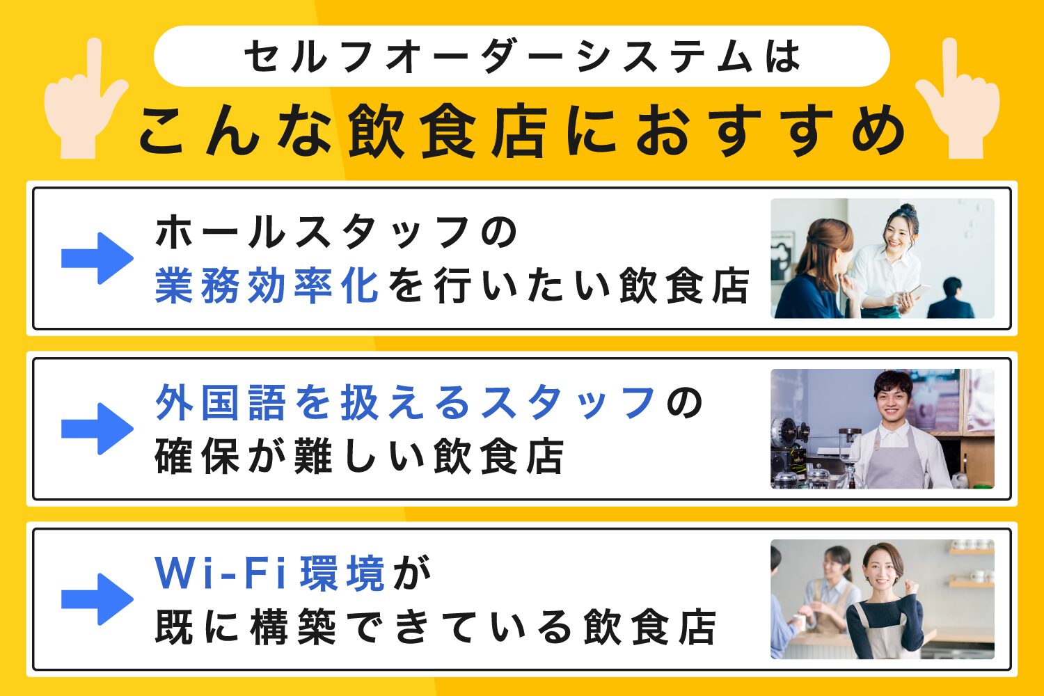 セルフオーダーシステムはこんな飲食店におすすめ