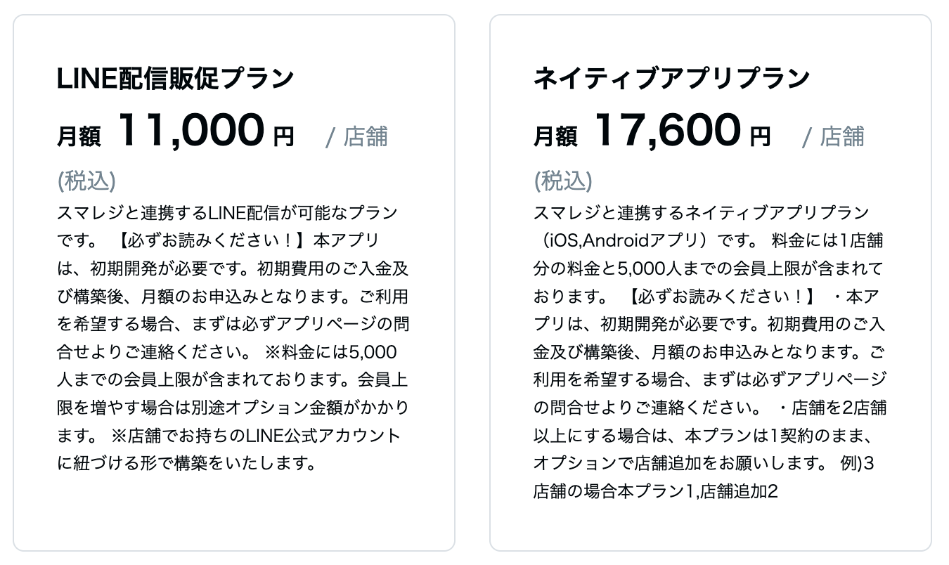 スマレジのShopアプリのプラン