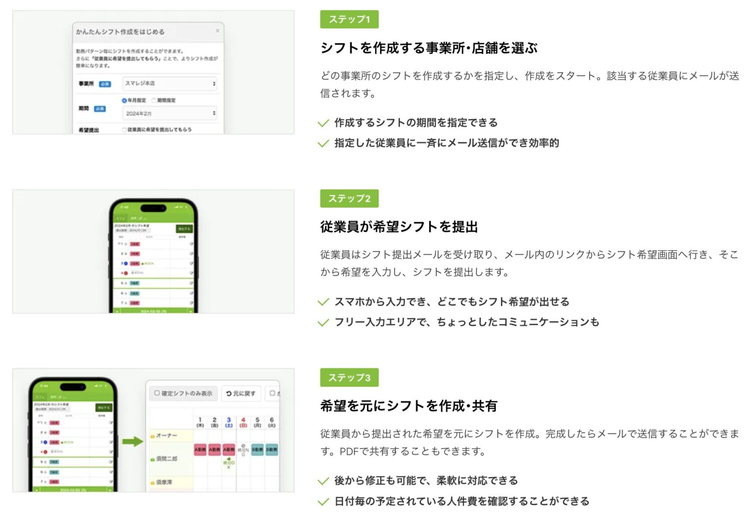 スマレジ・タイムカードのシフト管理機能