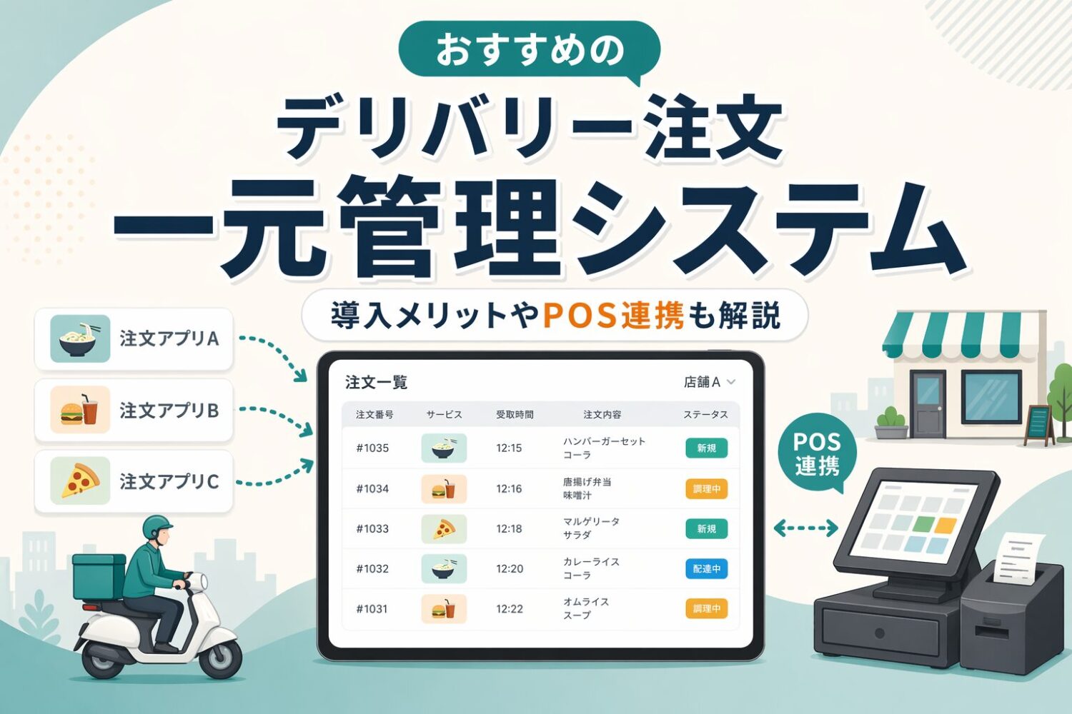 デリバリー注文一元管理システムおすすめ5選【導入メリットやPOS連携も解説】