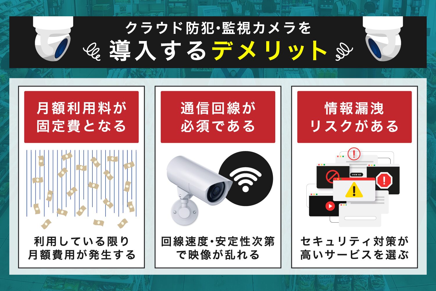 クラウド防犯・監視カメラを導入するデメリット