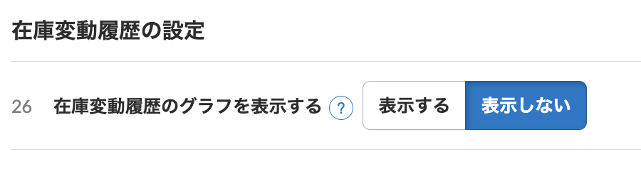 在庫変動履歴のグラフを一度「表示しない」に変更