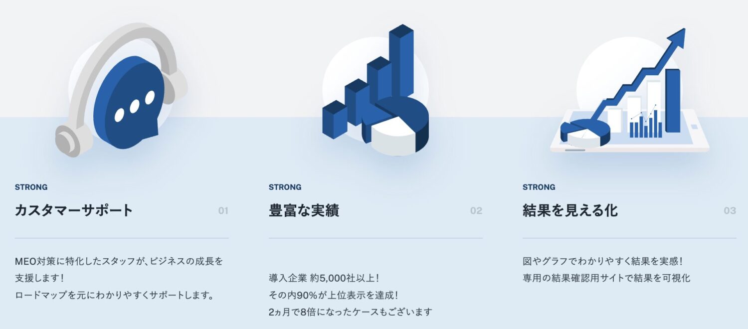 株式会社トリニアスのMEO primeの特徴