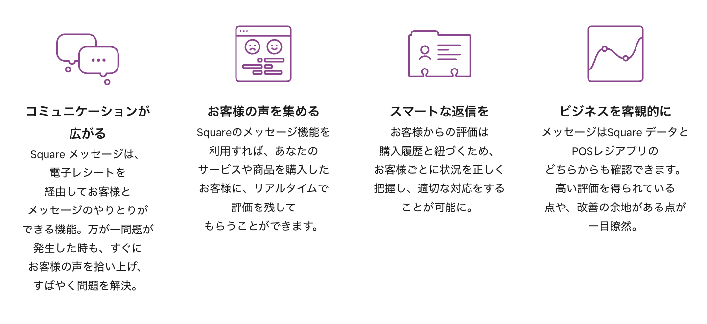Squareメッセージの特徴