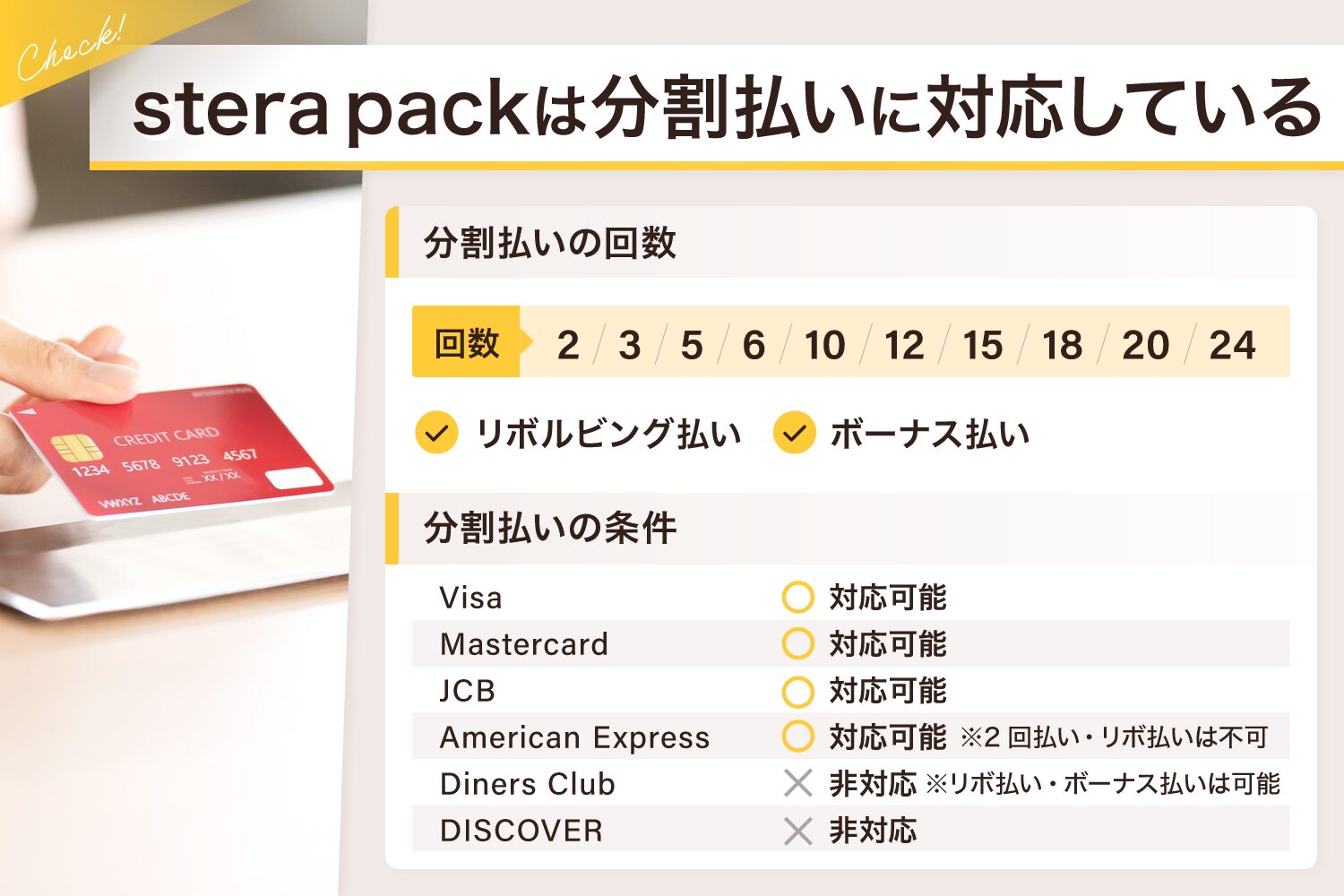 stera pack(ステラパック)は分割払いに対応している