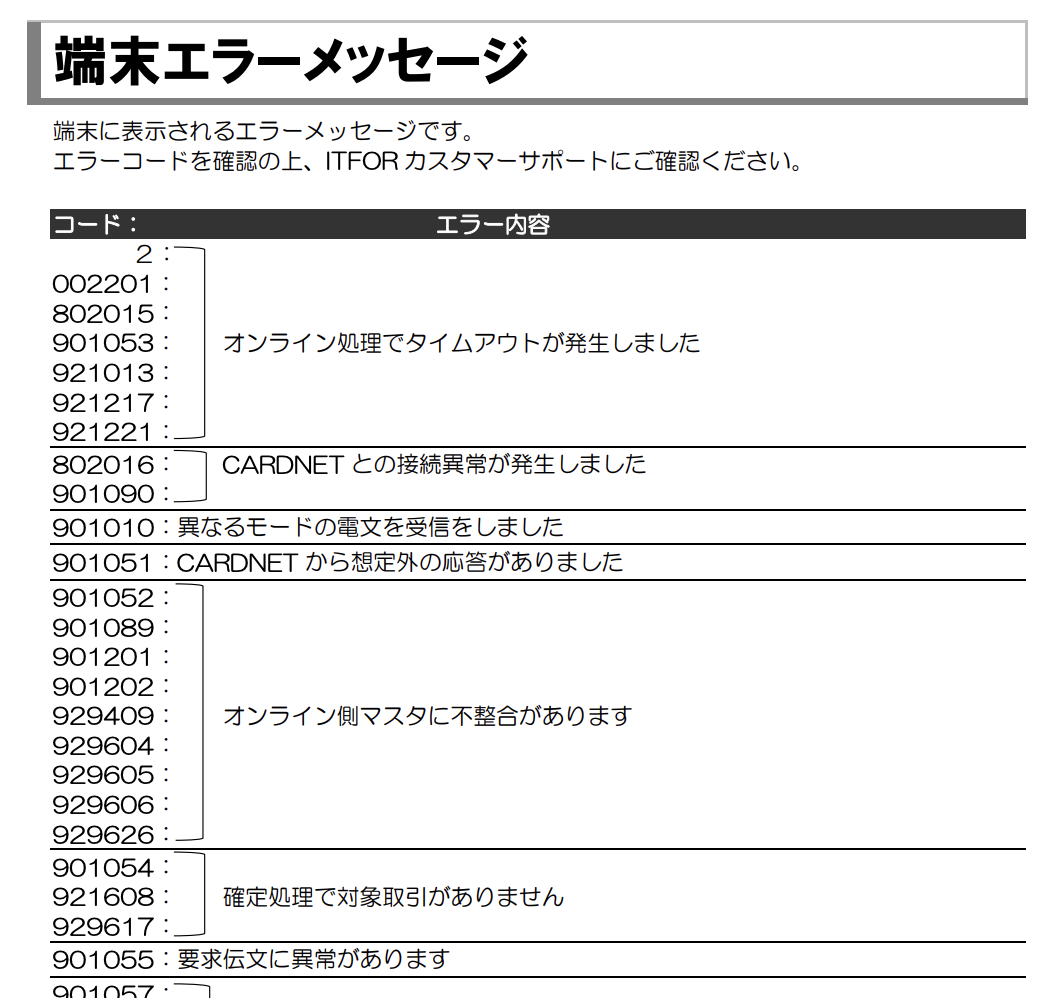 JMSのエラーコード一覧