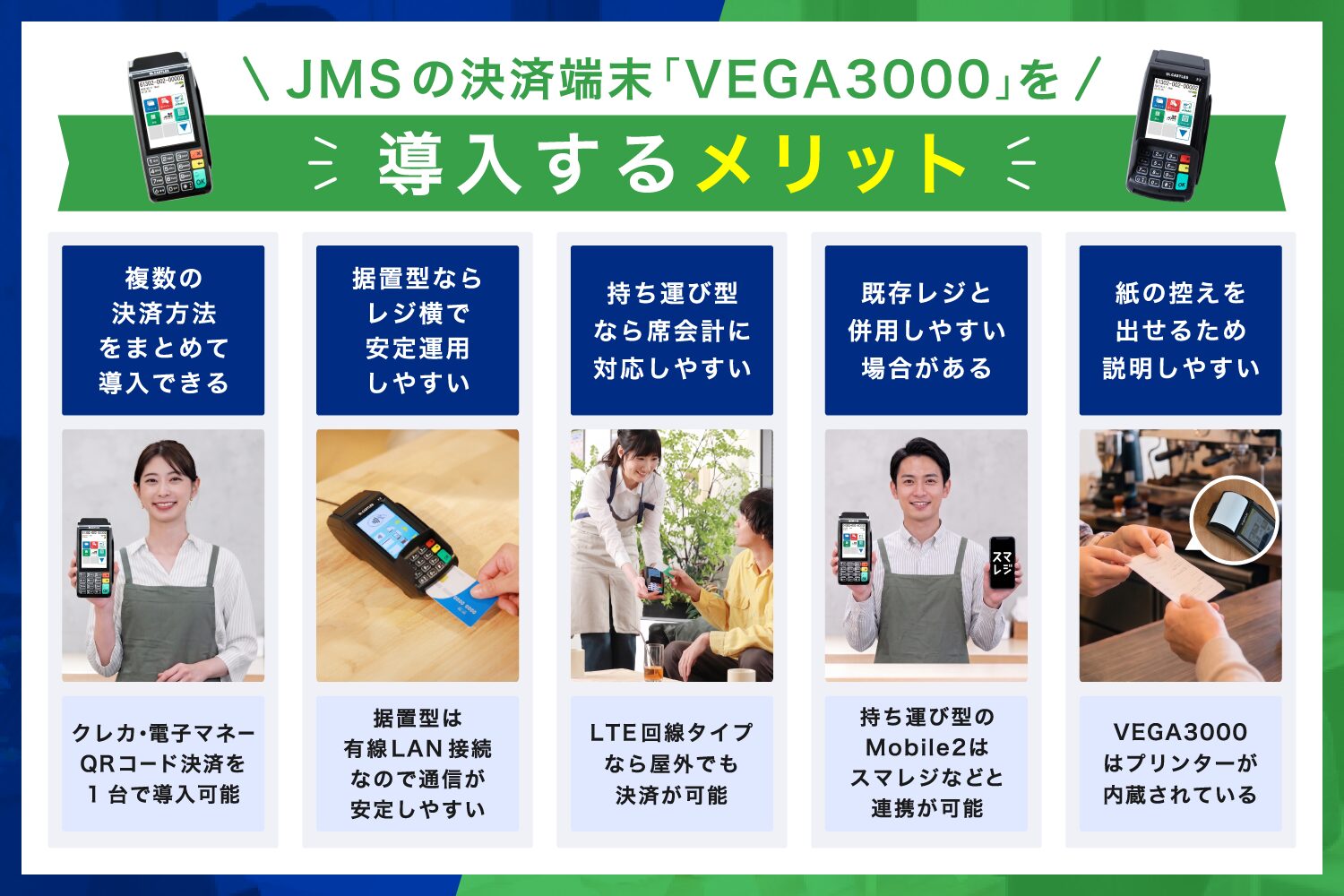 JMSの決済端末「VEGA3000」を導入するメリット