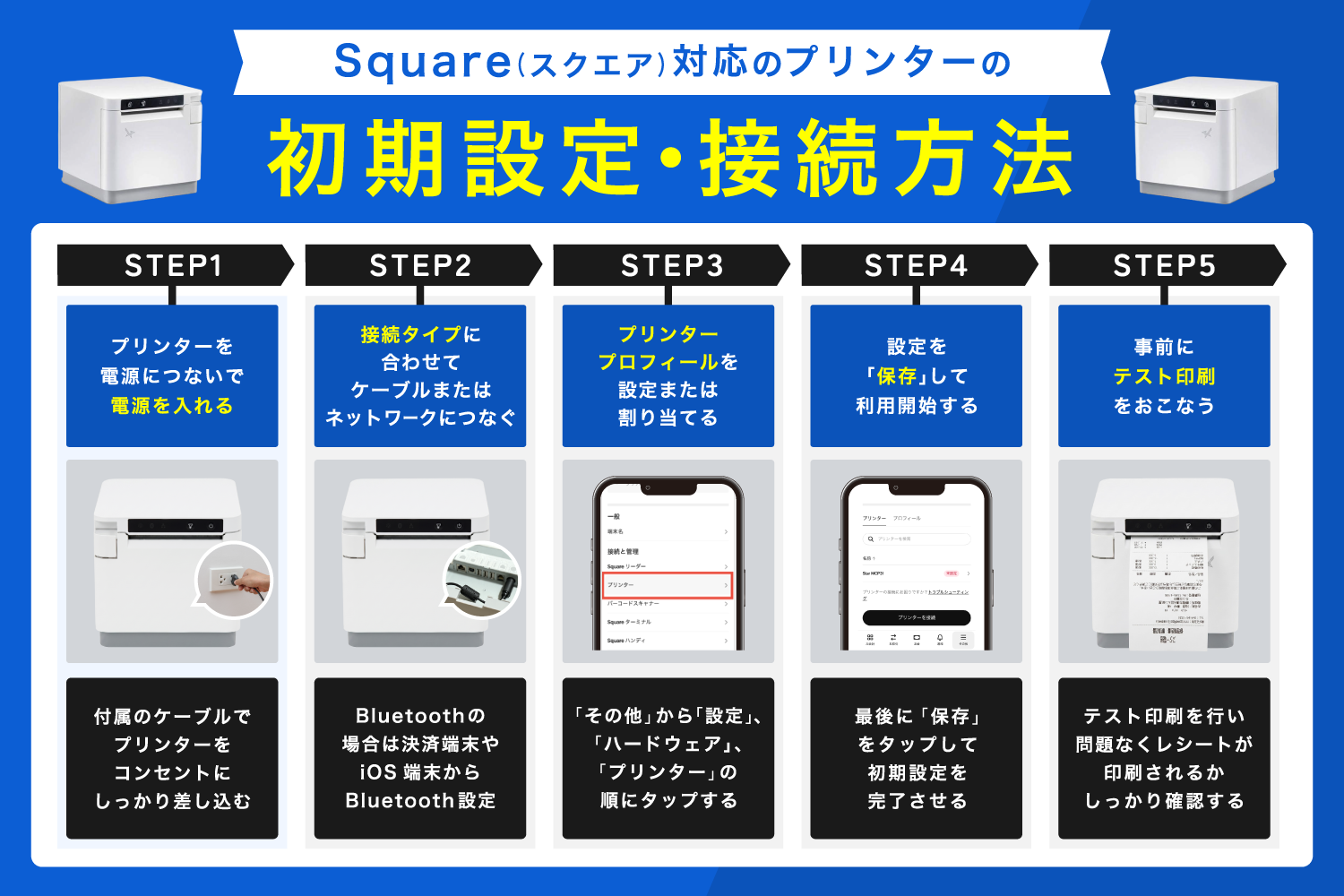 Square(スクエア)対応のプリンターの初期設定・接続方法