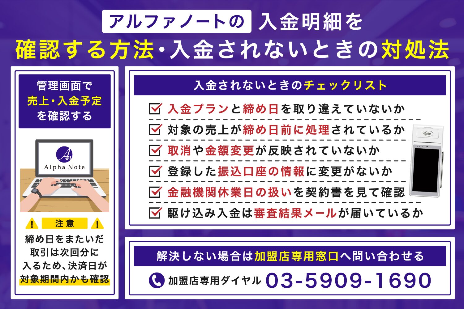 アルファノートの入金明細を確認する方法・入金されないときの対処法