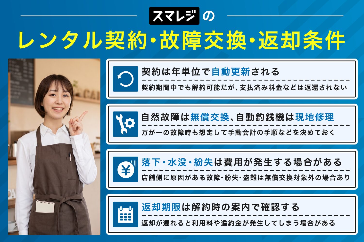 スマレジのレンタル契約・故障交換・返却条件