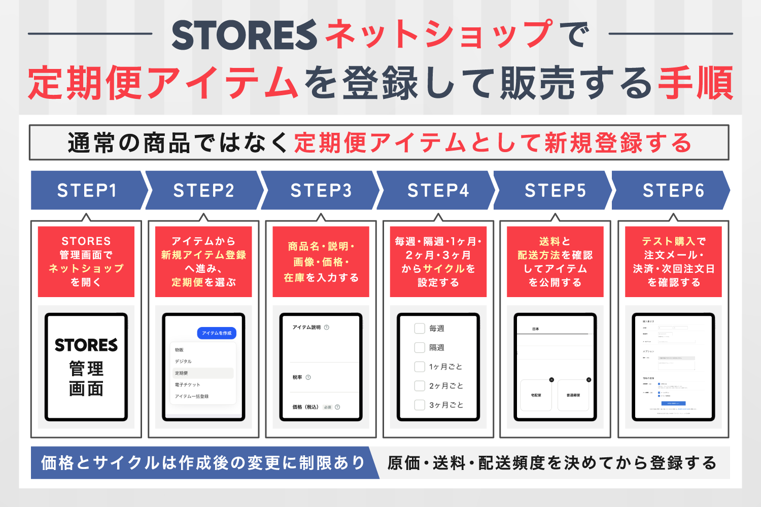 STORESネットショップで定期便アイテムを登録して販売する手順