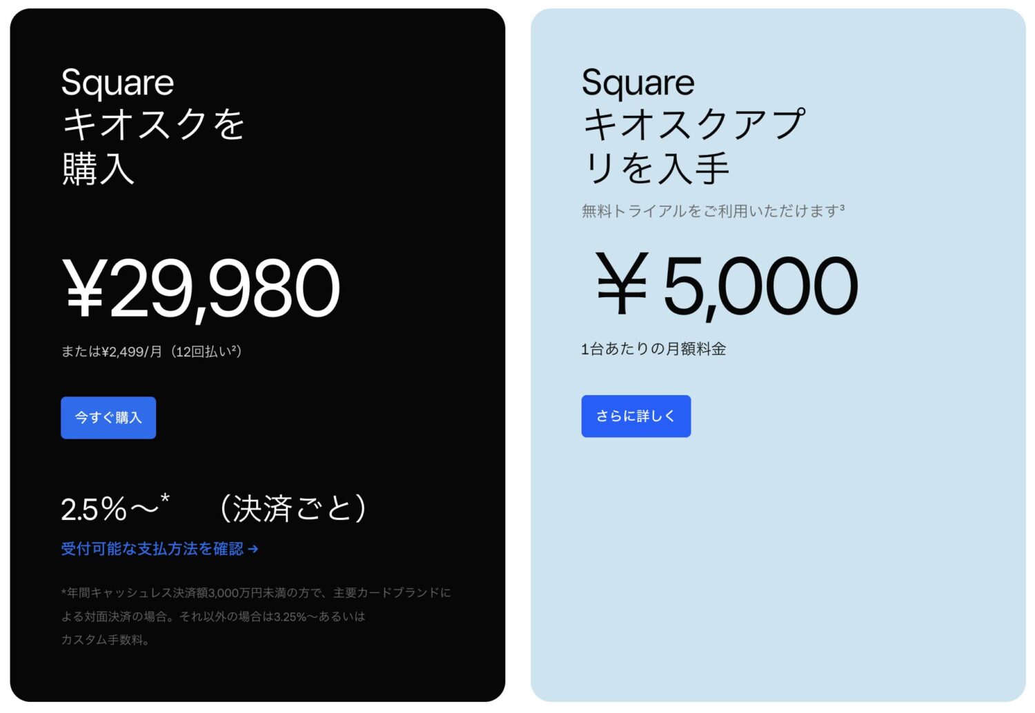Squareキオスクの料金
