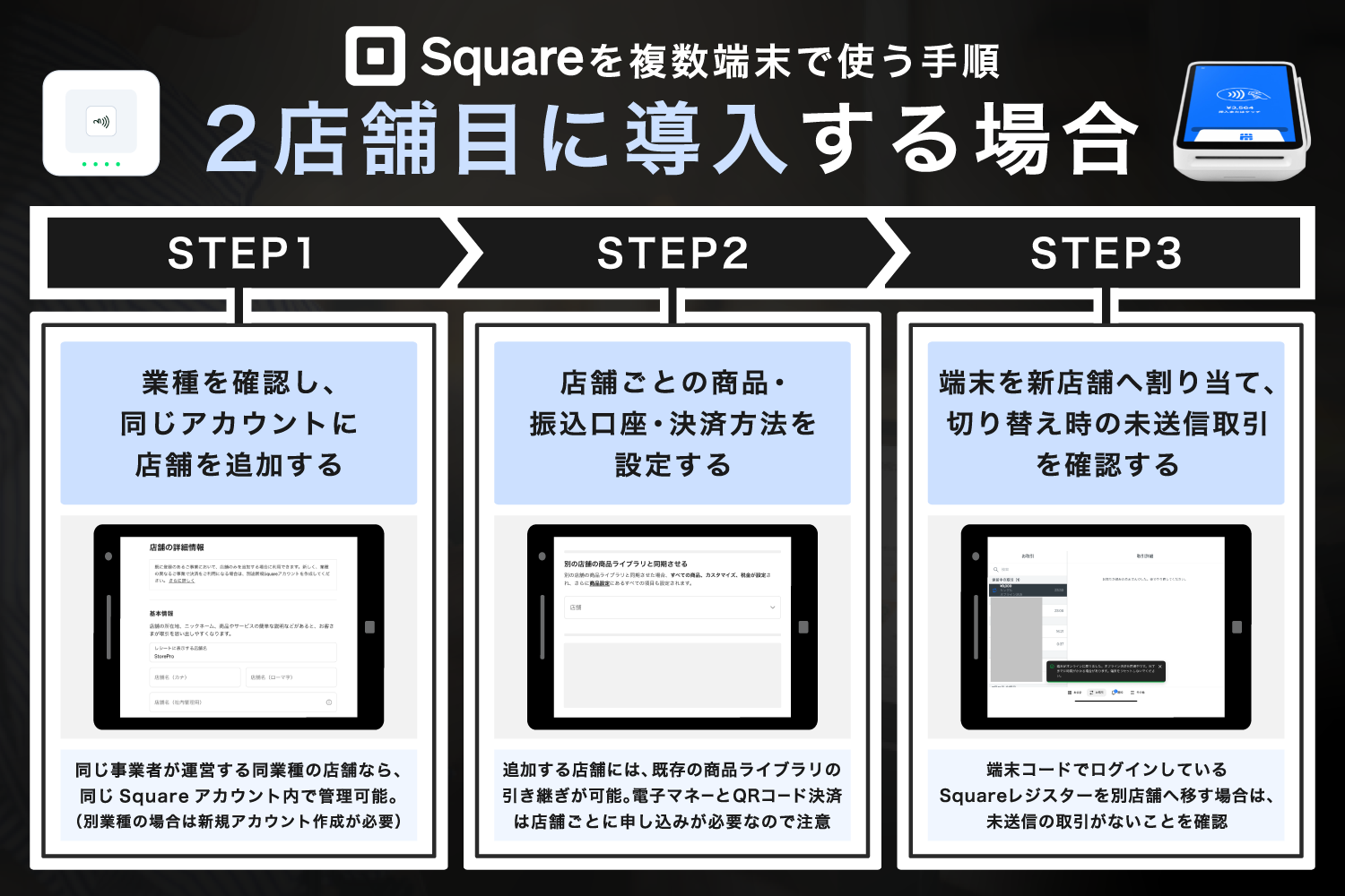 Squareを複数端末で使う手順｜2店舗目に導入する場合